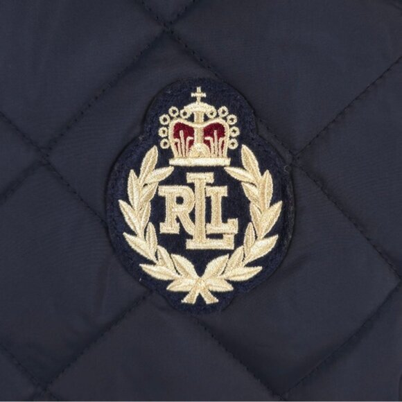 NWT LAUREN RALPH LAUREN Women’s Crest-Patch Diamond Quilted Vest Dark Navy LARGE - Picture 9 of 14